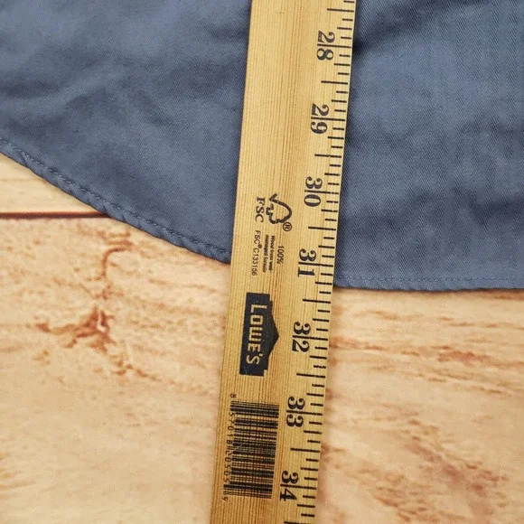 Croft & Barrow Shirt Mens 15.5 Blue Herringbone Twill Button Up Long Sleeve - Picture 6 of 7